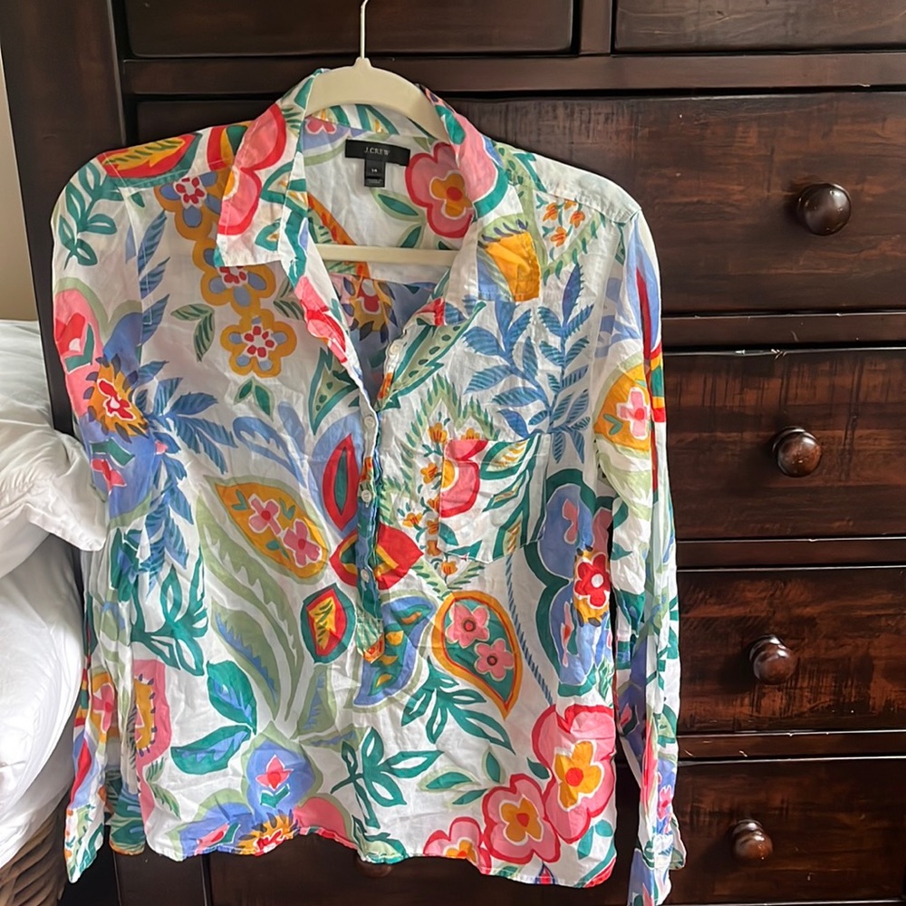 Jcrew floral lightweight cotton blouse in size 14